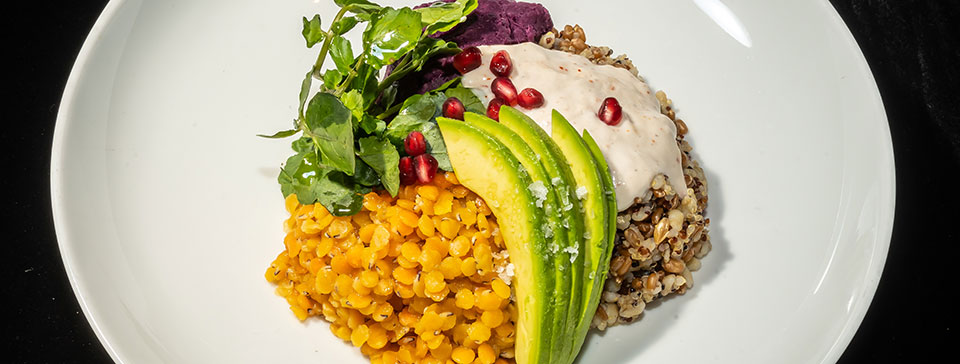 Ivy Stark's plate of local greens and avocado