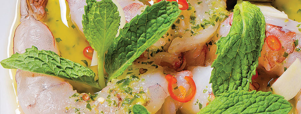 Shrimp and Thai chili dish by Fish Cheeks