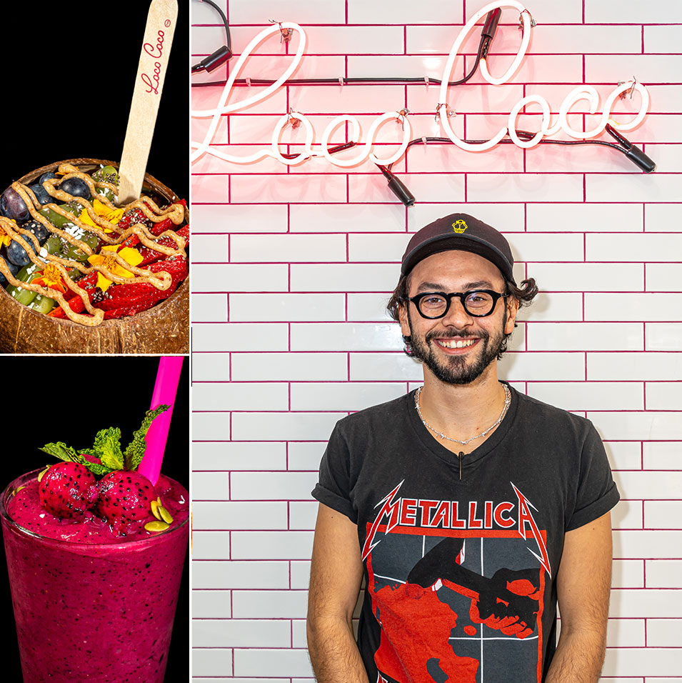 CEO Max Alcobi, Loco Coco, with fruit smoothies