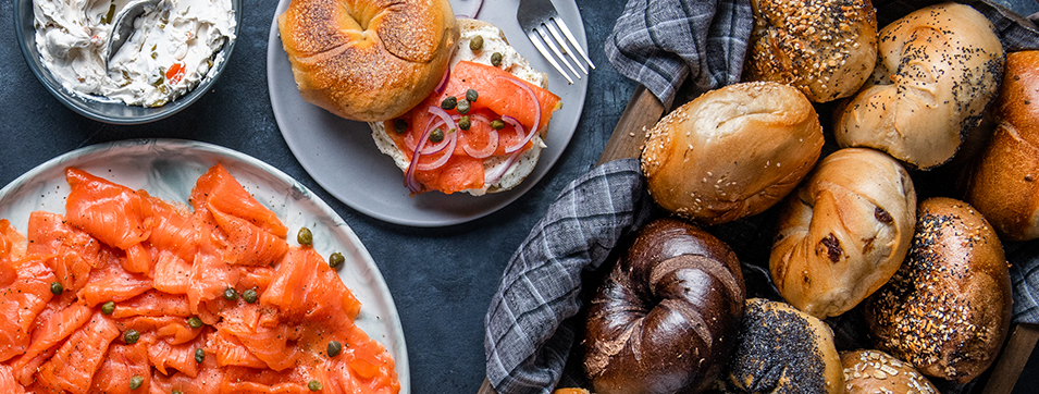 bagels, cream cheese and lox